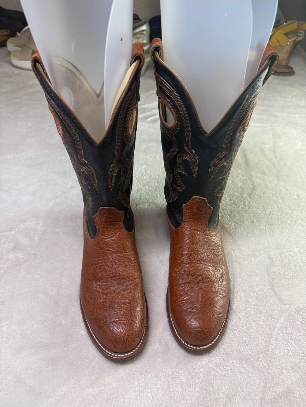 🌟Boulet Rodeo Collection Women's Cowboy Boots Size 8 C Wide Leather Canada